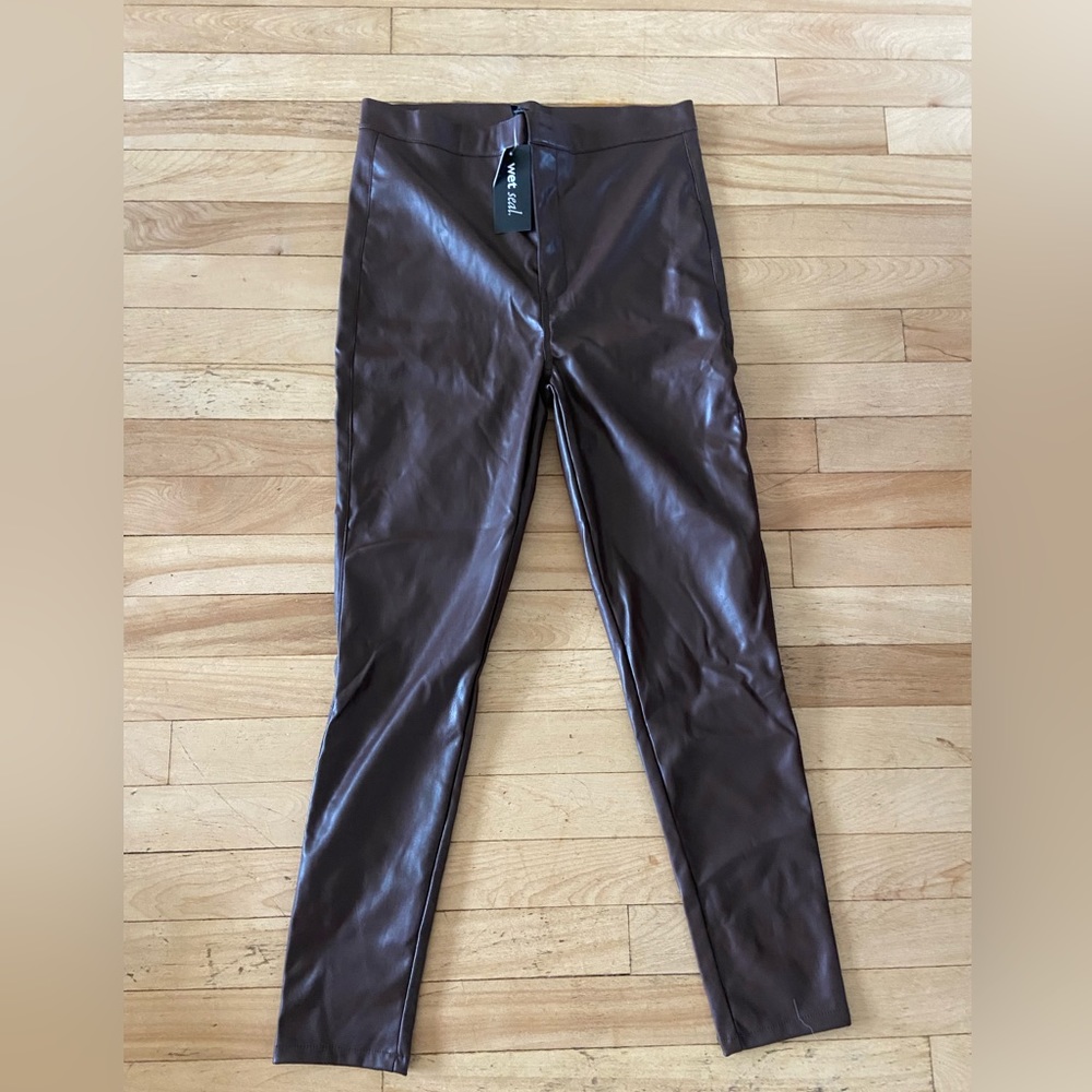 Wet seal, faux leather pants, dark brown